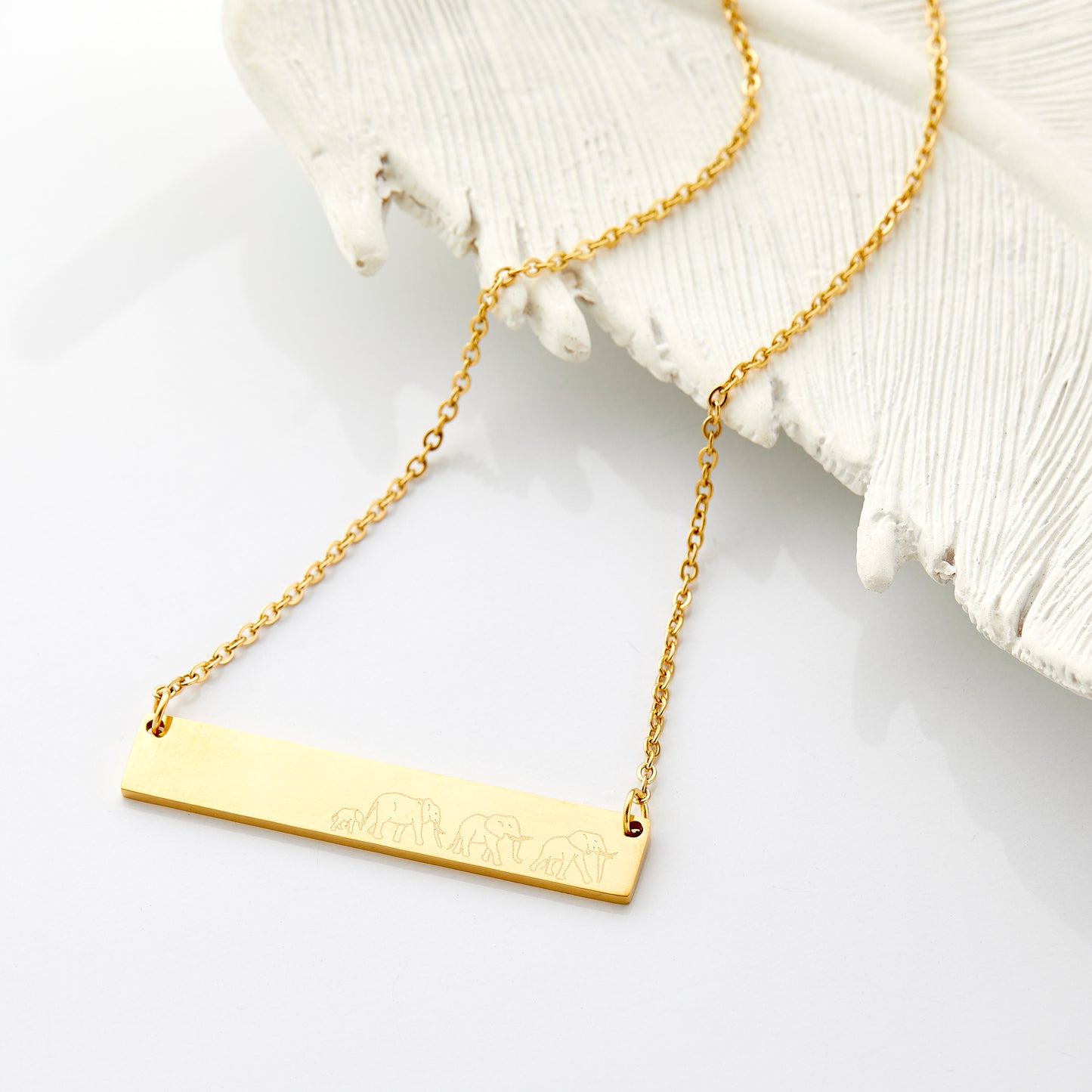 Elephant Family Bar Necklace