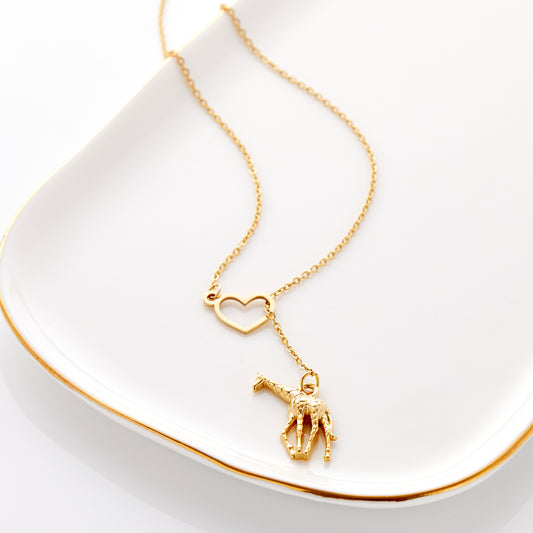 Hanging Heart Giraffe Necklace